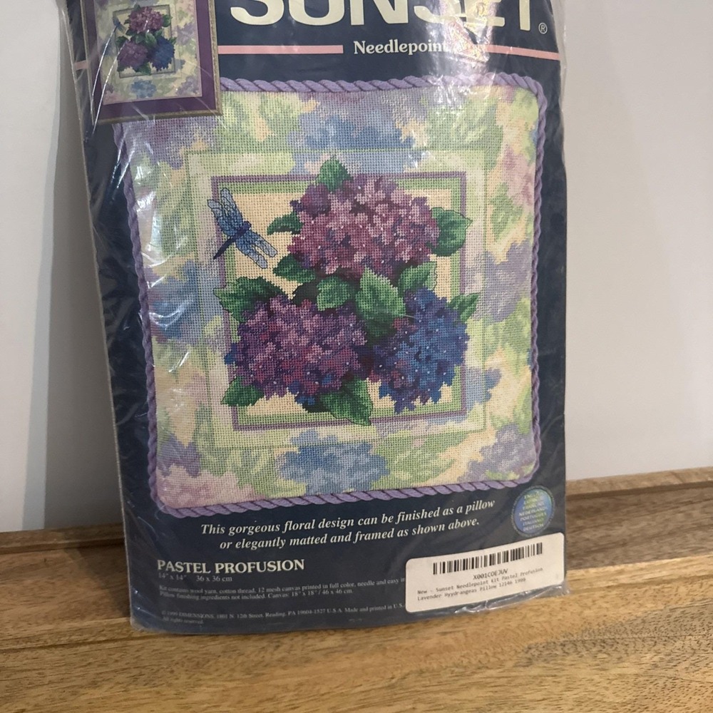 Sunset PASTEL PROFUSION Floral Needlepoint Kit 14"x 14" NEW Vintage 1999
